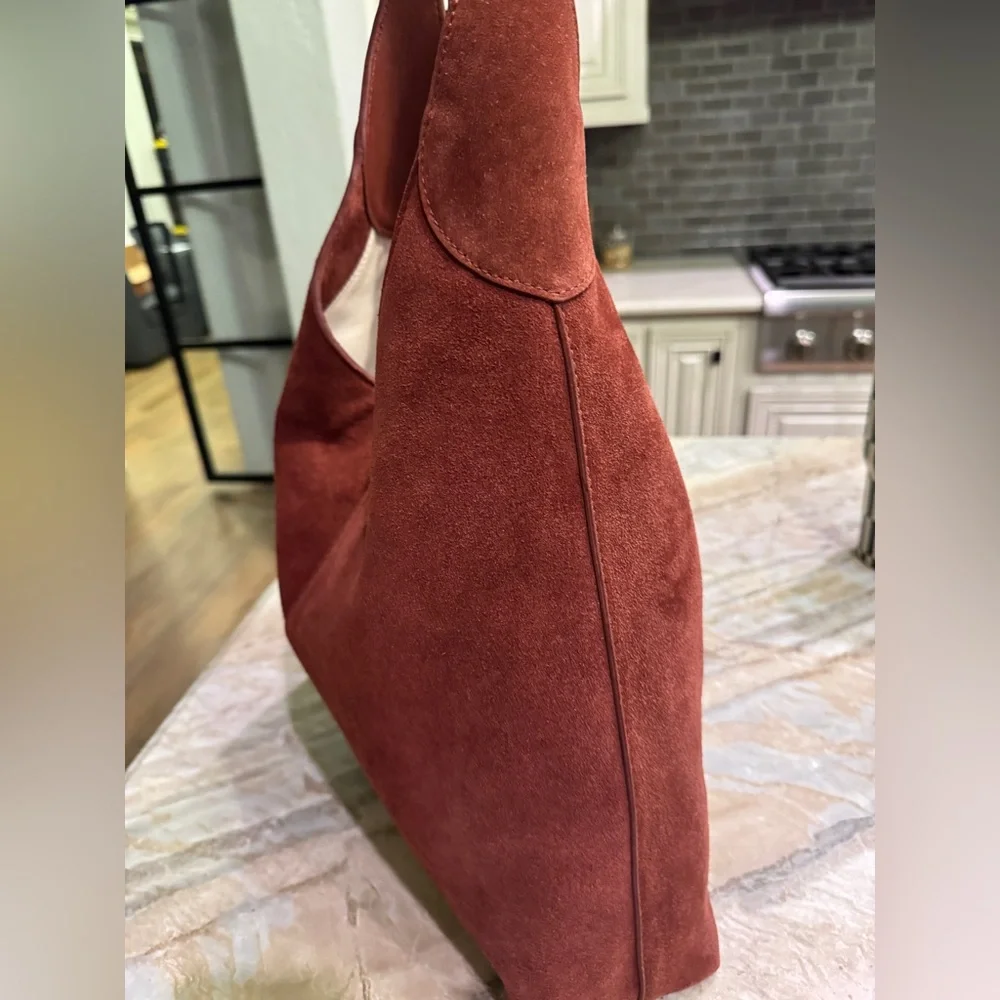 Margot New York Burgundy/Rust Suede Hobo Bucket Bag - Picture 12 of 12